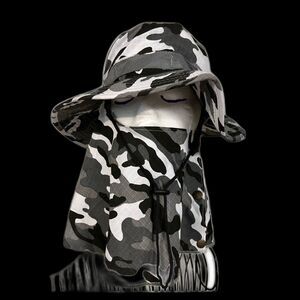 Wide Brim Bucket Hat with Snap Away Face Cover